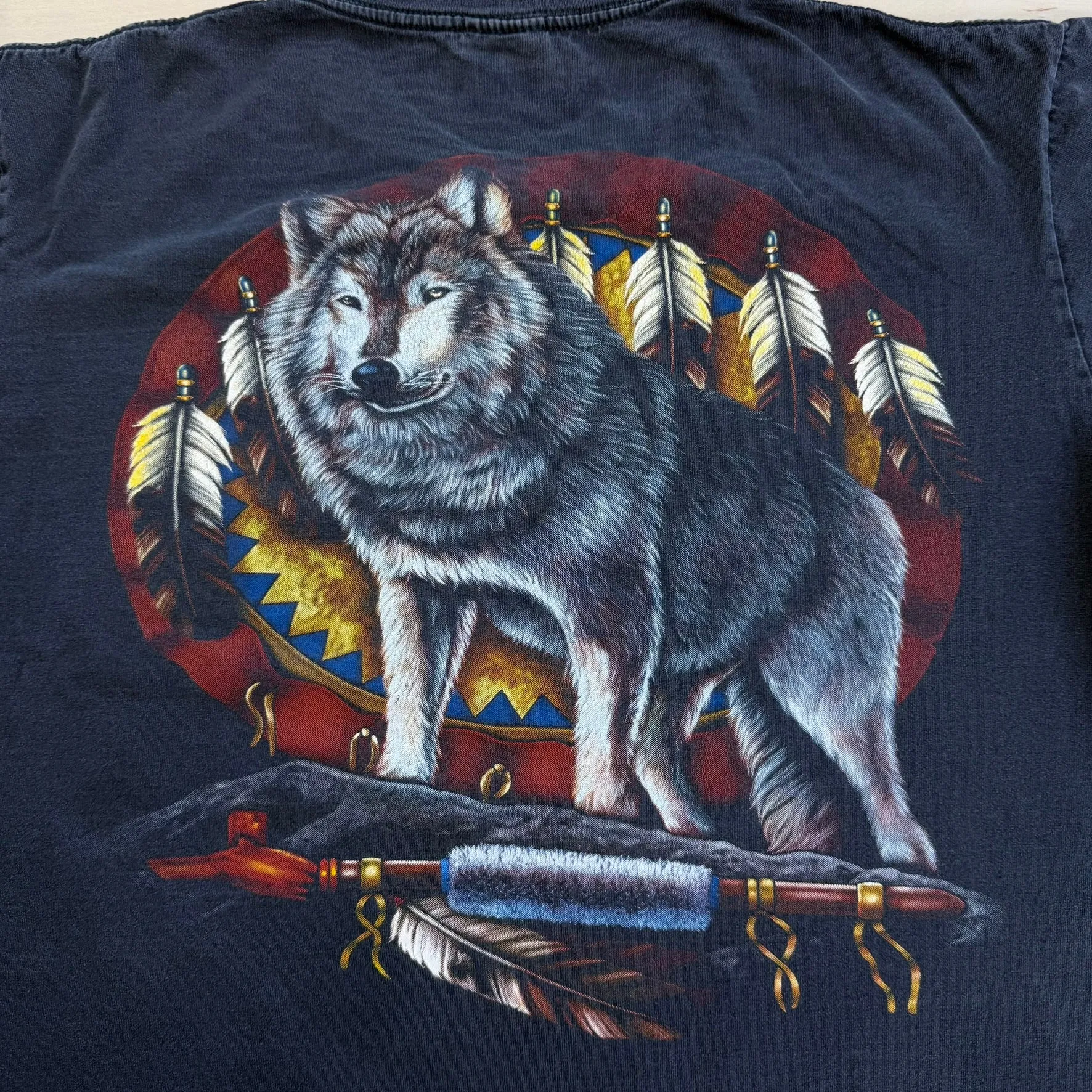 J- Vintage Heavy Metal Wolf Feathers & Pipe Graphic Tee - XL sold by HG Vintage product image thumbnail 4