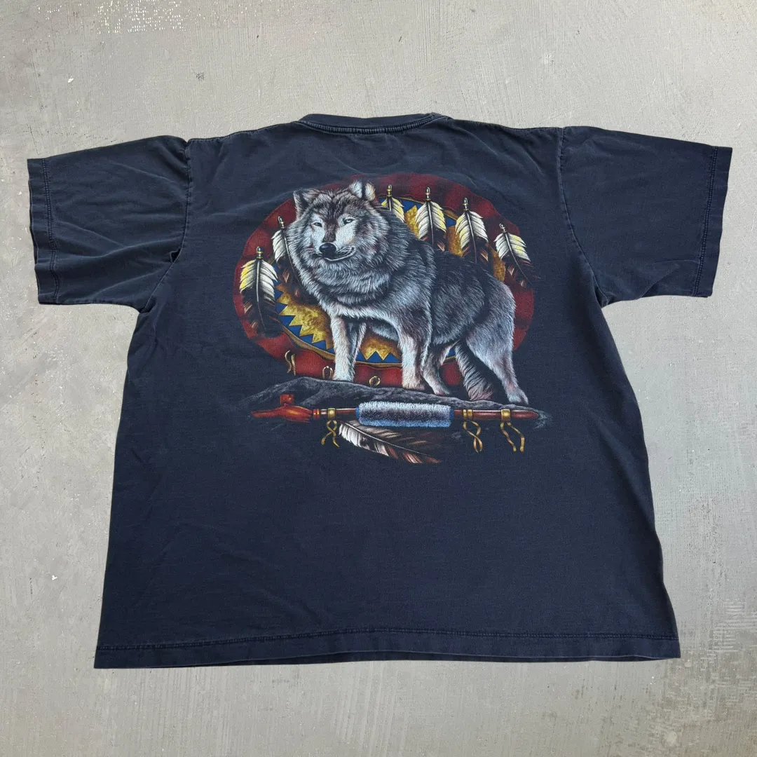 J- Vintage Heavy Metal Wolf Feathers & Pipe Graphic Tee - XL sold by HG Vintage product image thumbnail 3