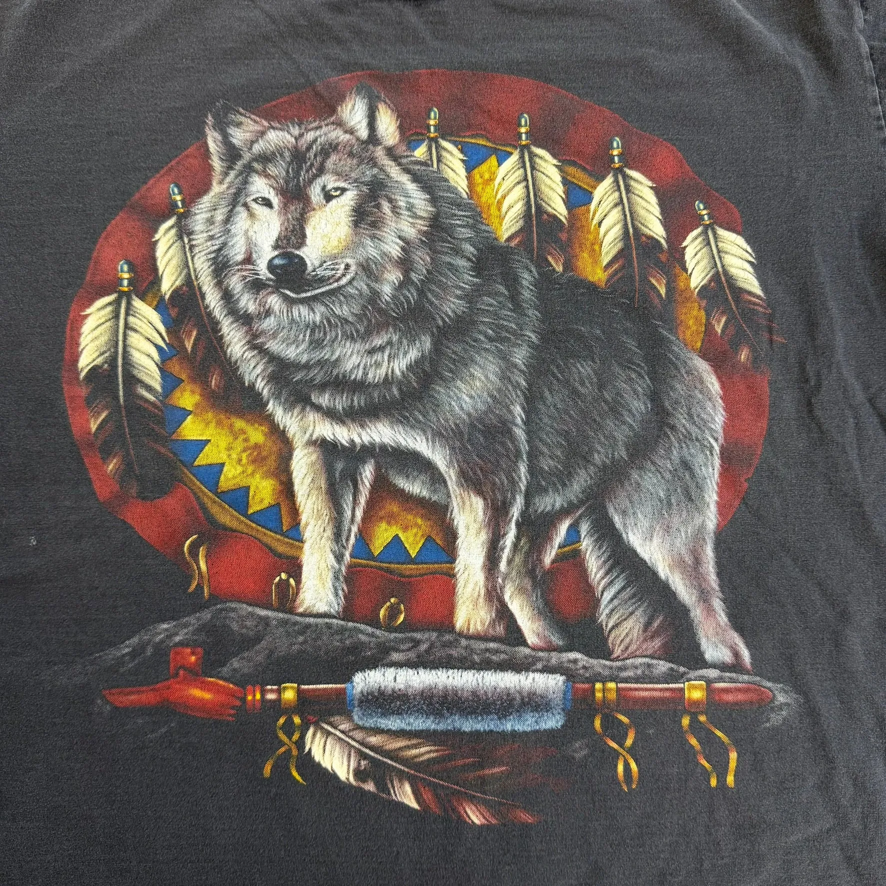 J- Vintage Heavy Metal Wolf Feathers & Pipe Graphic Tee - XL sold by HG Vintage product image thumbnail 2