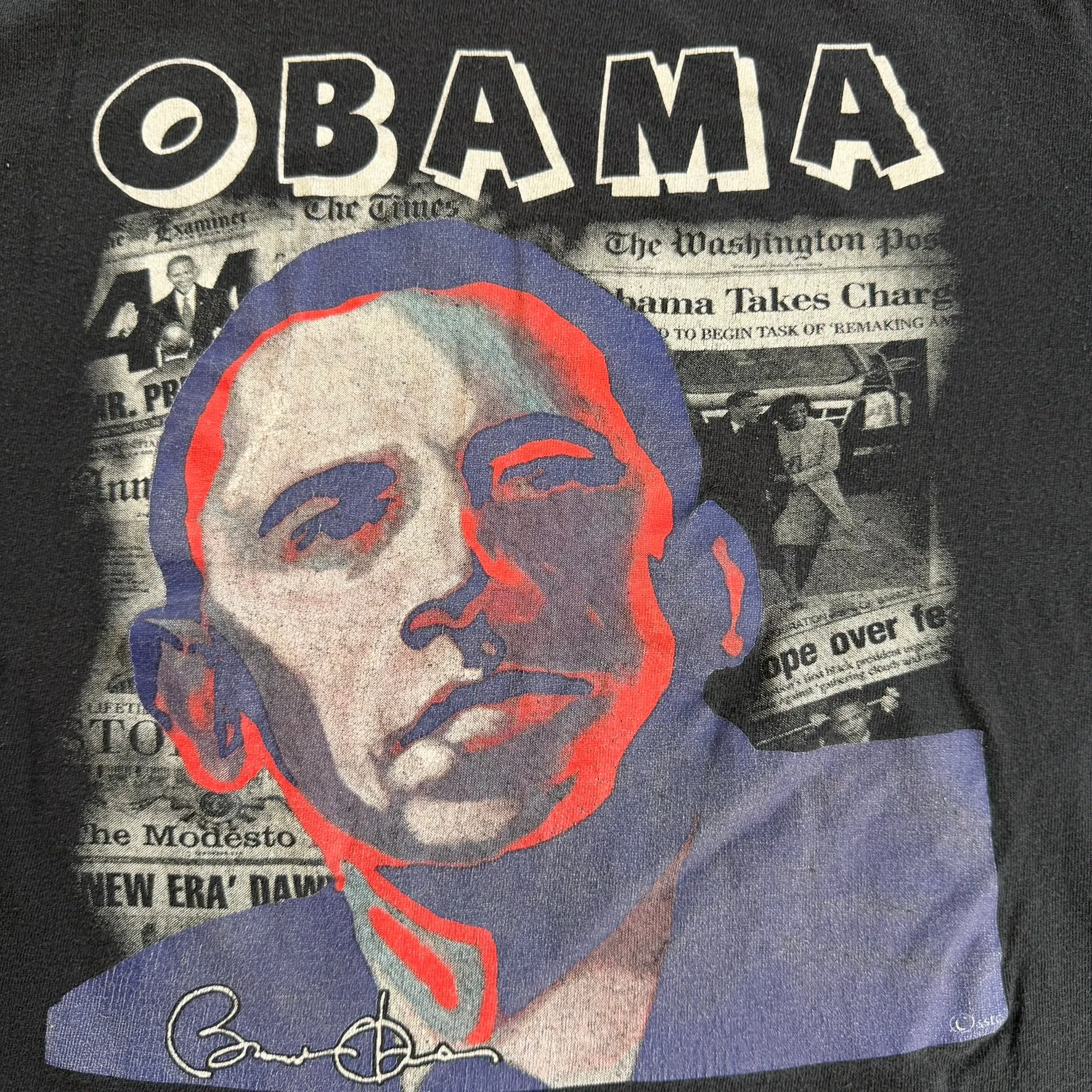 J- Vintage Barack Obama Picture & Newspaper Graphic Tee - L sold by HG Vintage product image thumbnail 2