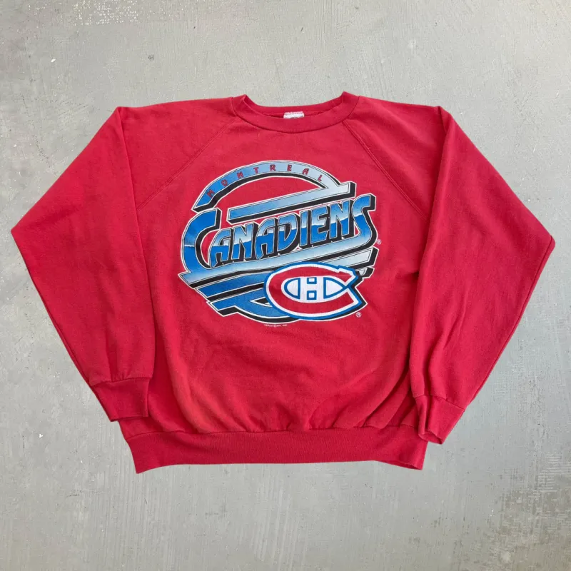 J- Vintage '91 Montreal Canadiens NHL Logo Graphic Crewneck - L made by HG Vintage