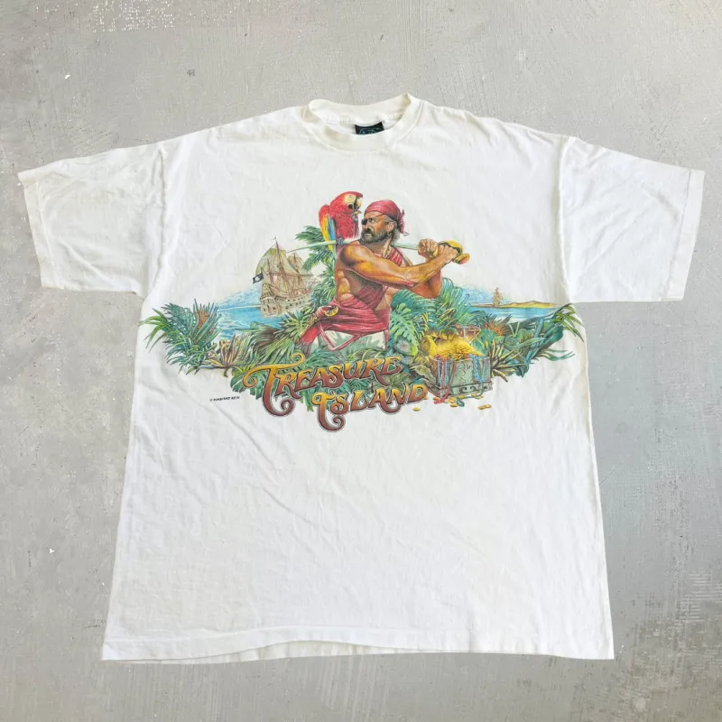 J- Vintage Habitat Pirate Treasure Island Graphic Made In USA Single Stitch Tee - XL made by HG Vintage