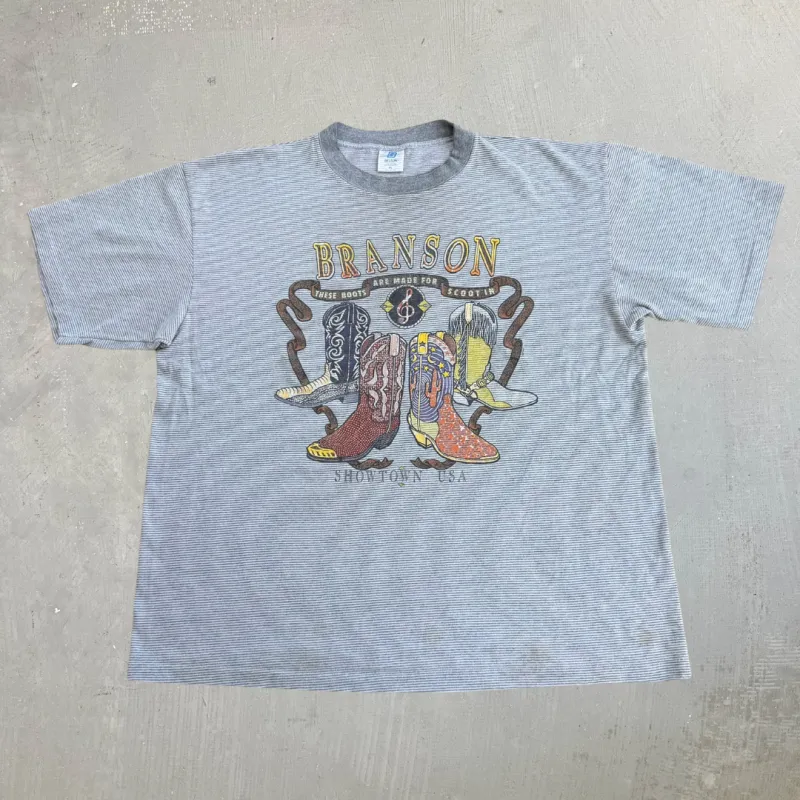 J- Vintage 90s Branson Showtown USA Cowboy Boots Graphic Made In USA Single Stitch Tee - XL made by HG Vintage