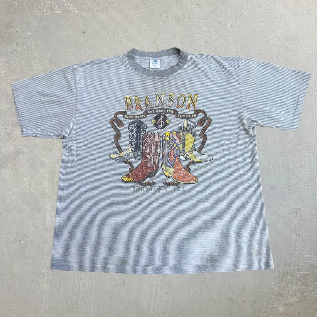 J- Vintage 90s Branson Showtown USA Cowboy Boots Graphic Made In USA Single Stitch Tee - XL sold by HG Vintage