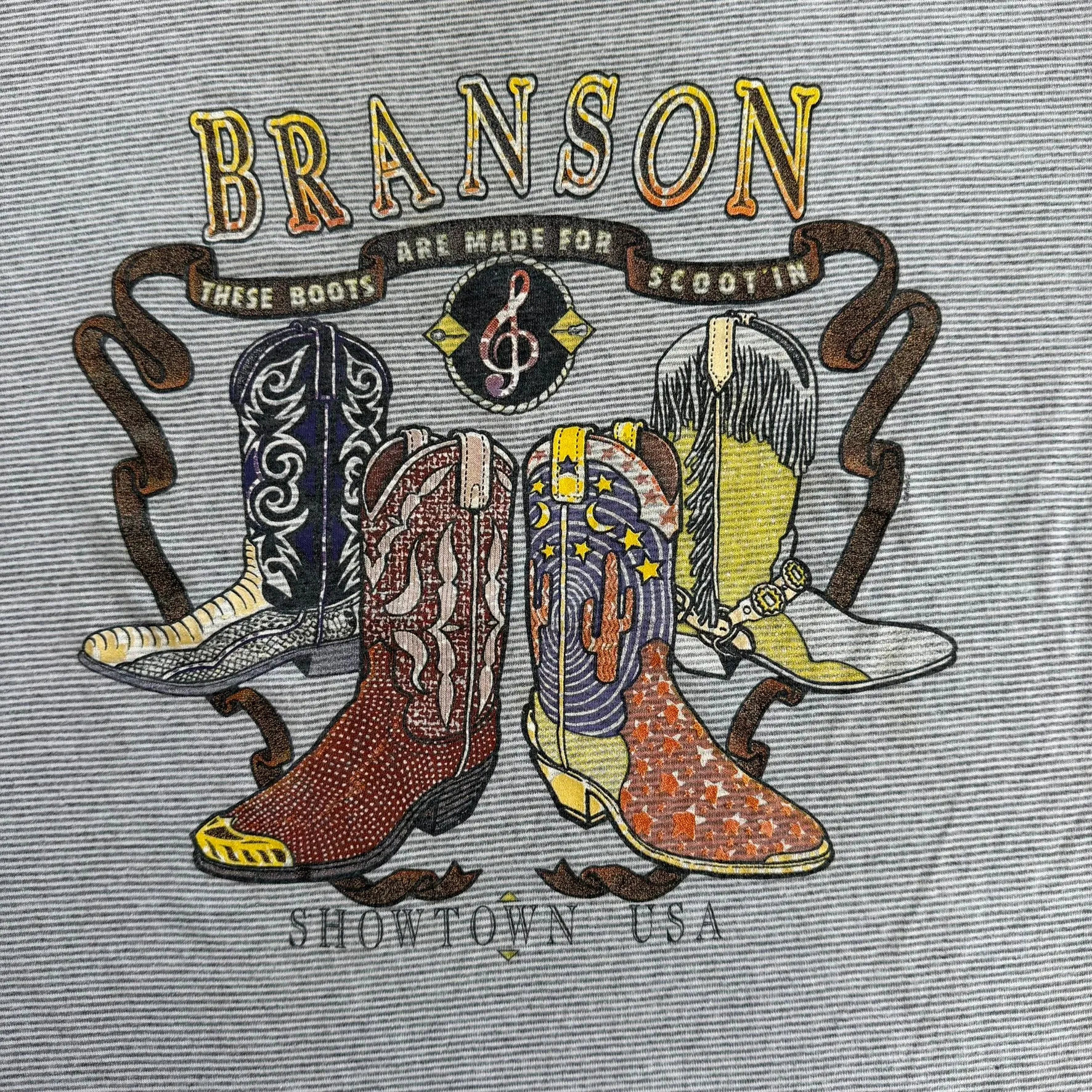 J- Vintage 90s Branson Showtown USA Cowboy Boots Graphic Made In USA Single Stitch Tee - XL sold by HG Vintage product image thumbnail 2