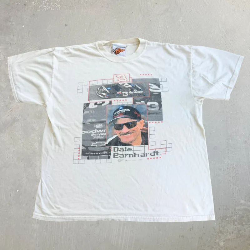 J- Vintage Nascar Dale Earnhardt Picture & Car Graphic Tee - L made by Nascar