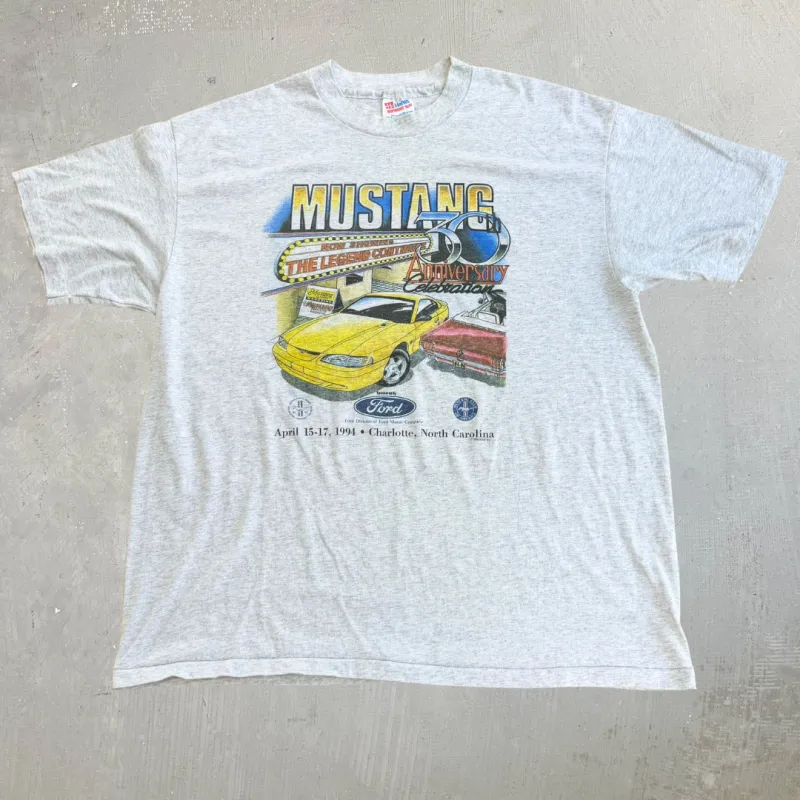 J- Vintage '94 Ford Mustang 30th Anniversary Celebration Graphic Made In USA Single Stitch Tee - XL made by Nascar