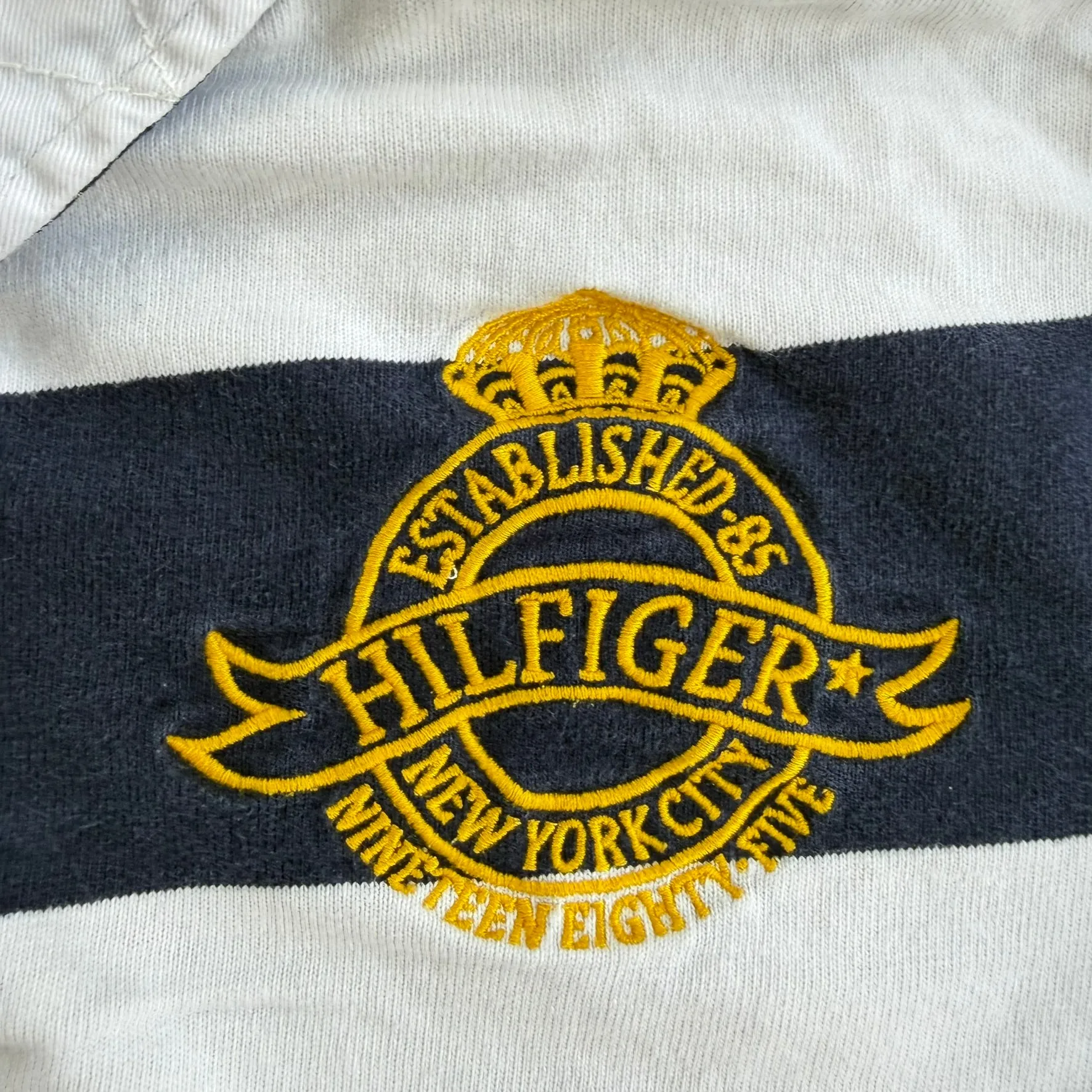 J- Vintage Tommy Hilfiger Embroidered Crest & Text Long Sleeve Rugby Shirt - L sold by HG Vintage product image thumbnail 4