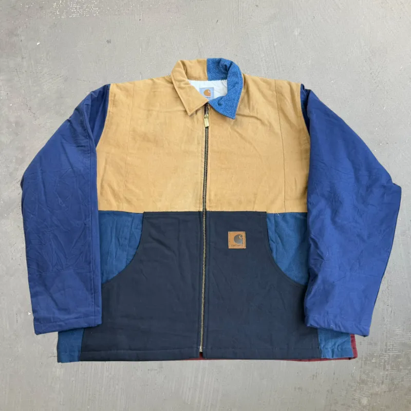 J- Carhartt Reworked Navy/Brown/Black Collared Jacket - L made by HG Vintage