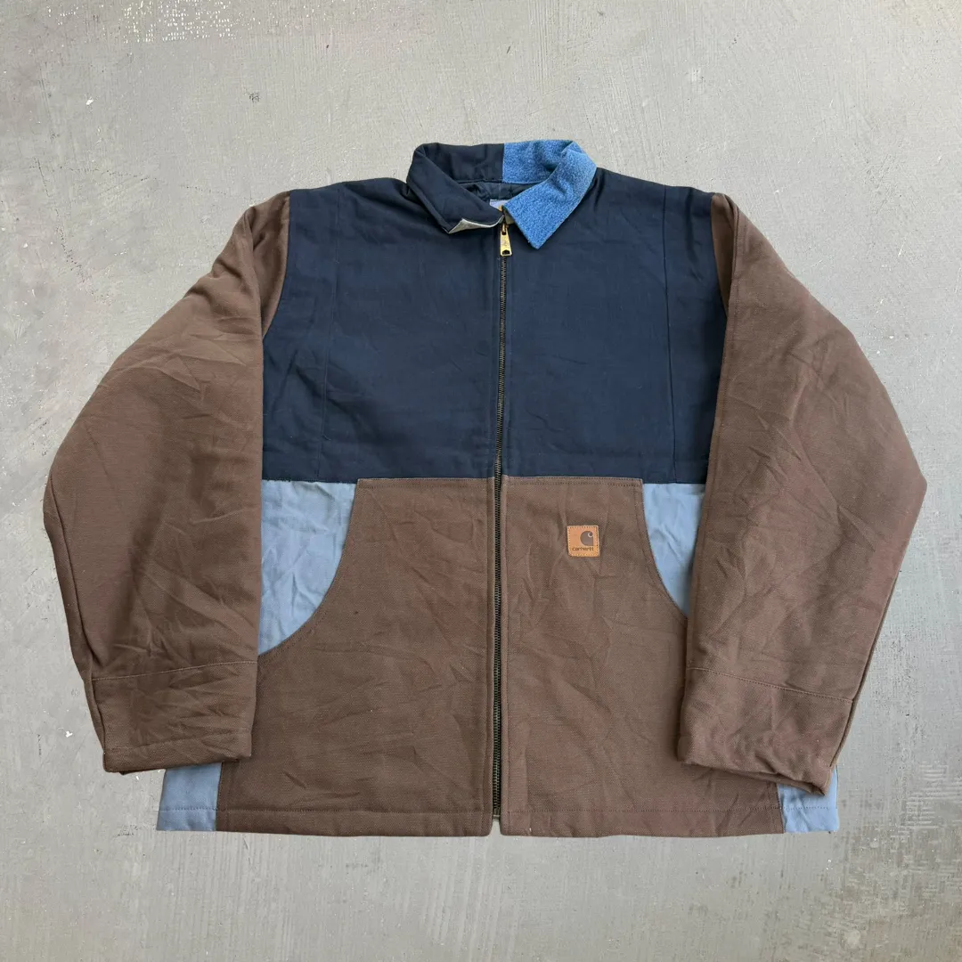 J- Carhartt Reworked Black/Brown/Grey Collared Jacket - L sold by HG Vintage