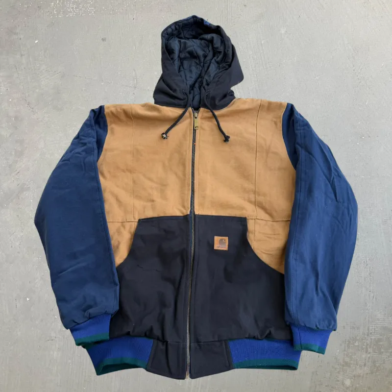 J- Carhartt Reworked Brown/Navy Hooded Jacket - M made by HG Vintage