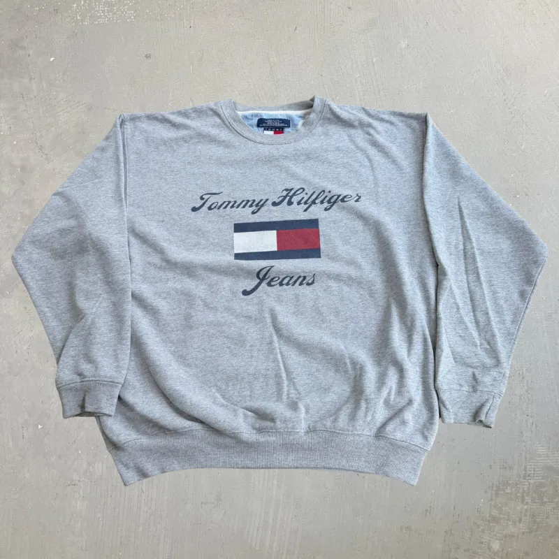 J- Vintage Tommy Hilfiger Denim Graphic Made In USA Crewneck - L made by HG Vintage