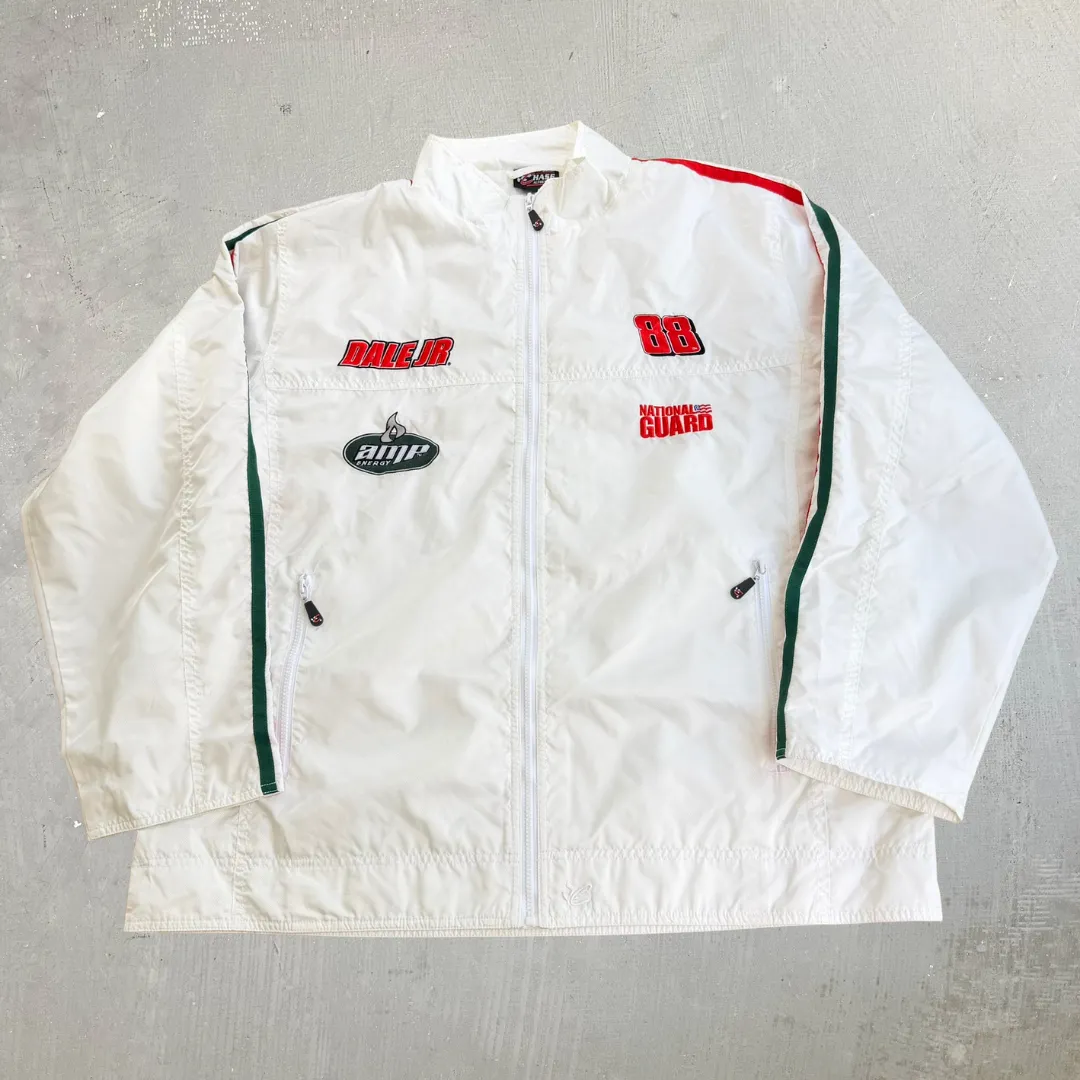 J- Vintage Nascar Dale Jr. Amp Energy National Guard Embroidered Logo Zip Up Lightweight Jacket - 3XL sold by HG Vintage