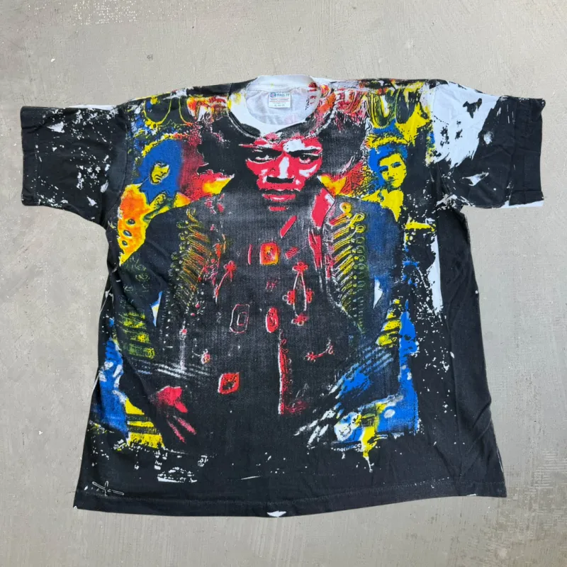 J- Vintage Jimi Hendrix All Over Print Graphic Single Stitch Tee - XL made by HG Vintage