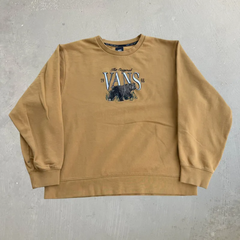 J- Vans Embroidered Bear & Text Graphic Crewneck - M made by HG Vintage