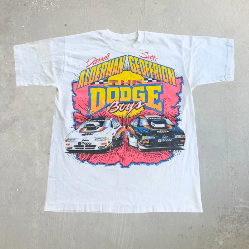 J- Vintage 90s The Dodge Boys Mopar Racing Signed Graphic Single Stitch Tee - M made by Nascar