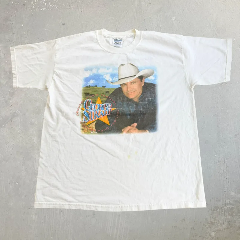 J- Vintage 90s George Strait Country Music Festival Picture Tee - XL made by HG Vintage