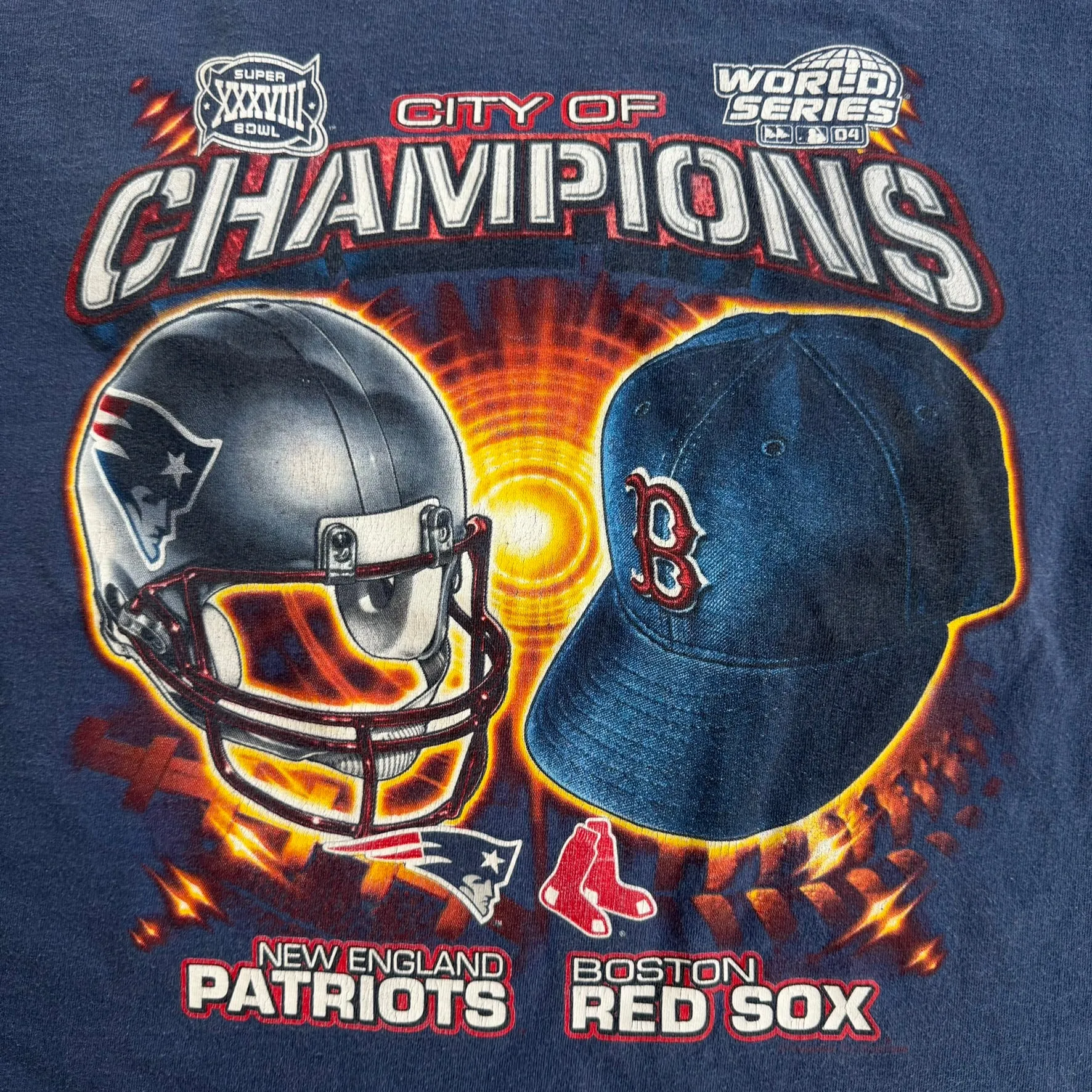 J- Vintage '04 Boston Red Sox New England Patriots NFL City Of Champions Graphic Long Sleeve Tee - L sold by HG Vintage product image thumbnail 2