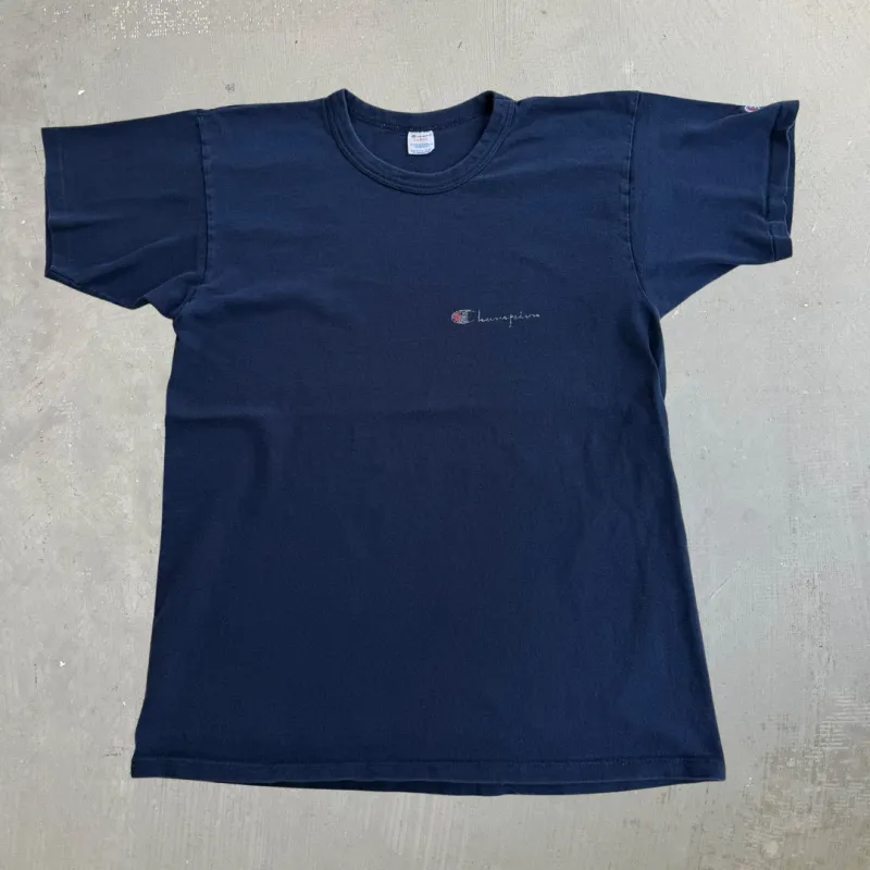 J- Vintage 80s Champion Text & Logo Graphic Made In USA Single Stitch Tee - L made by HG Vintage