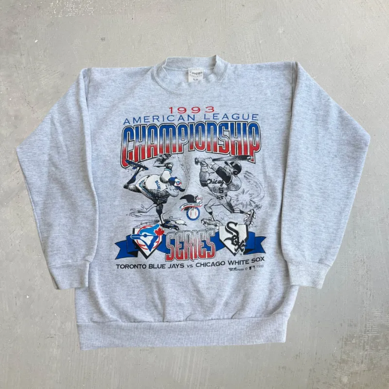 J- Vintage '93 MLB American League Championship Toronto Blue Jays vs Chicago White Sox Crewneck - XL made by HG Vintage