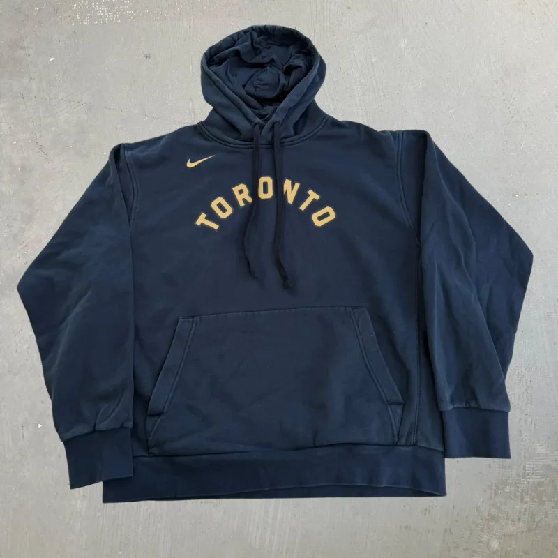 J- Nike Toronto Raptors NBA Text & Swoosh Gold Hoodie - L made by HG Vintage