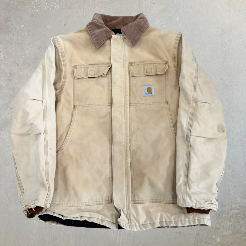 J- Vintage Carhartt Zip Up Collared Beige Workwear Jacket - XL made by Carhartt