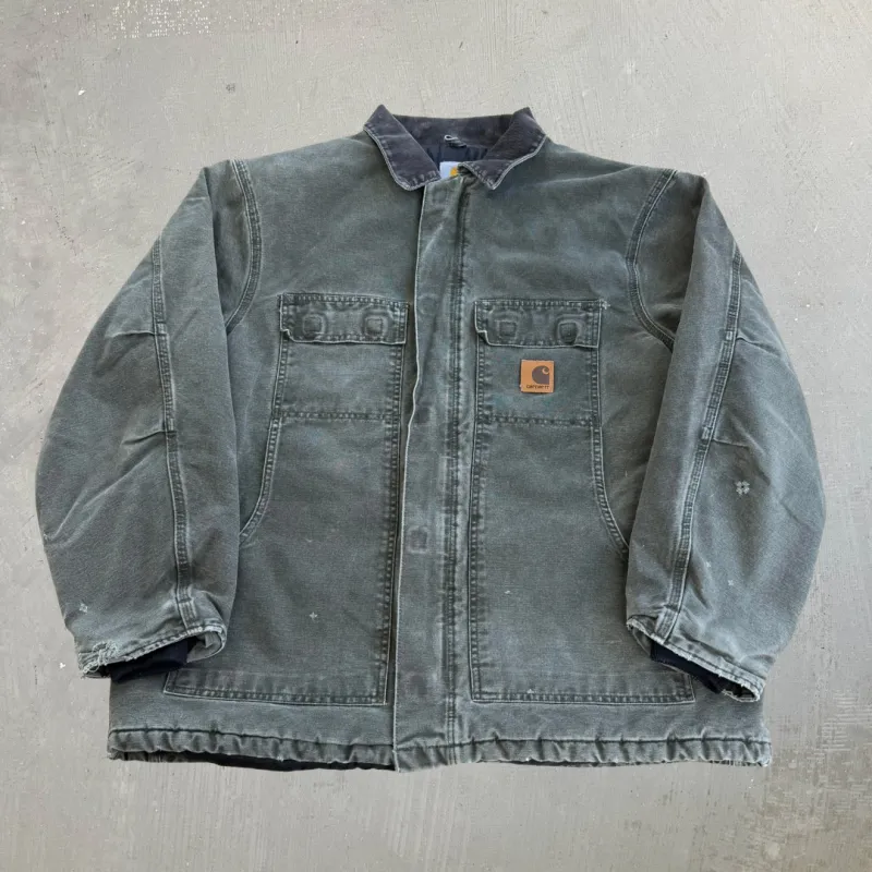 J- Vintage Carhartt Zip Up Collared Olive Green Workwear Jacket - XL made by Carhartt