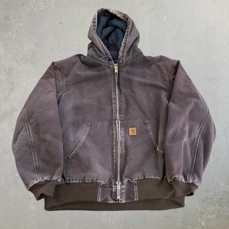 J- Vintage Carhartt Zip Up Hooded Brown Workwear Jacket - XL Tall made by Carhartt
