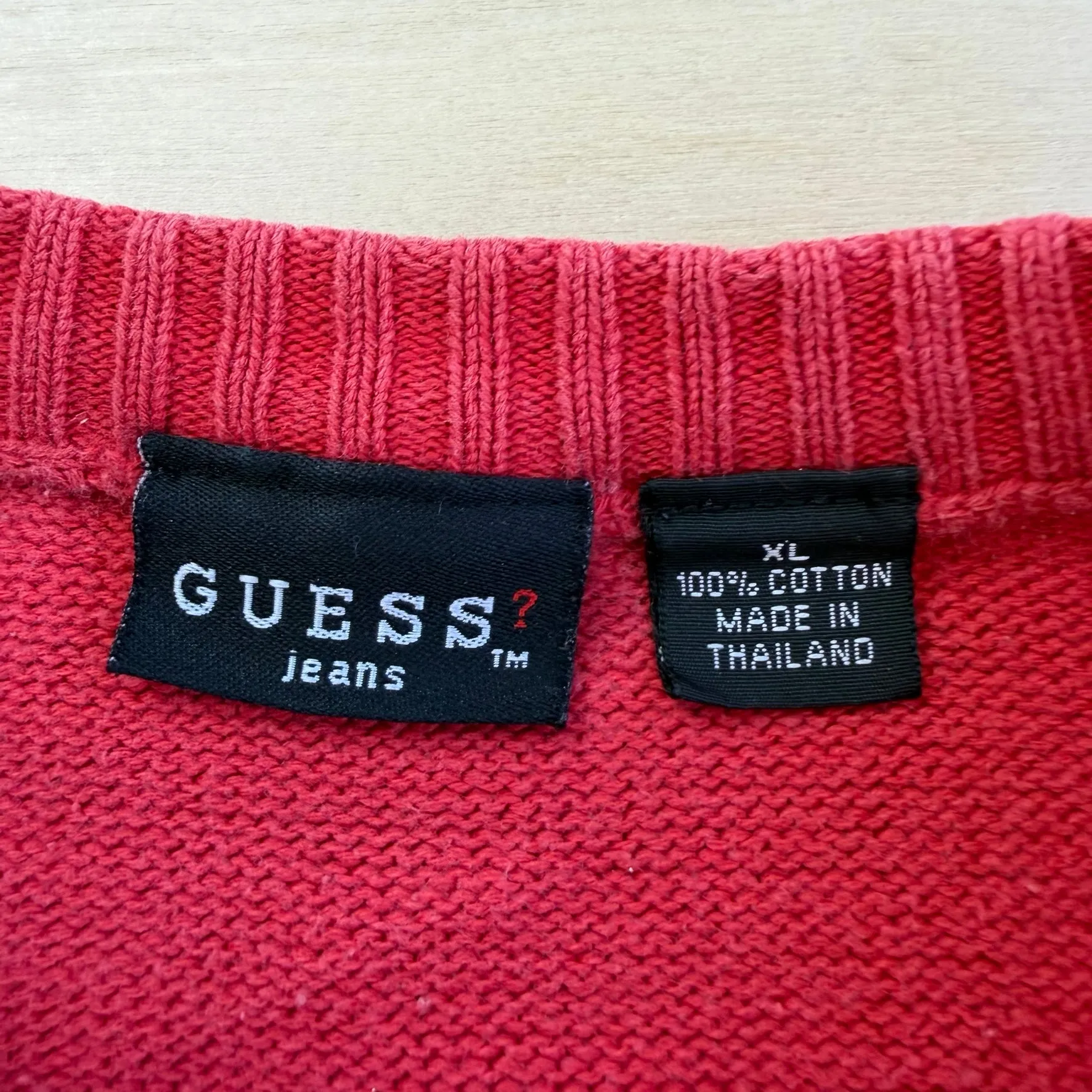 J- Vintage Guess Jeans USA Embroidered Text Knit Sweater - XL sold by HG Vintage product image thumbnail 3