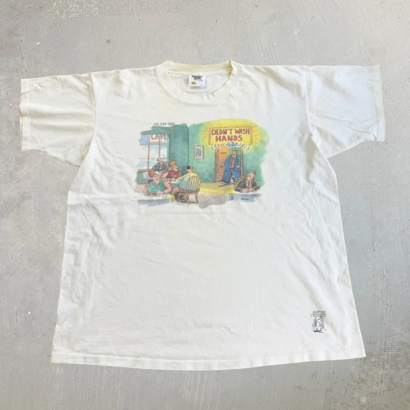 J- Vintage '91 Farworks Didn't Wash Hands Cartoon Graphic Made In USA Single Stitch Tee - XL made by HG Vintage