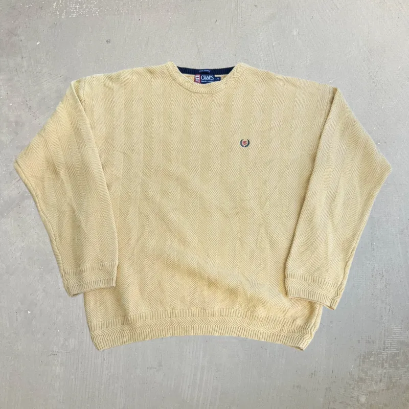 J- Vintage Chaps RL Embroidered Logo Yellow Knit Sweater - L made by HG Vintage