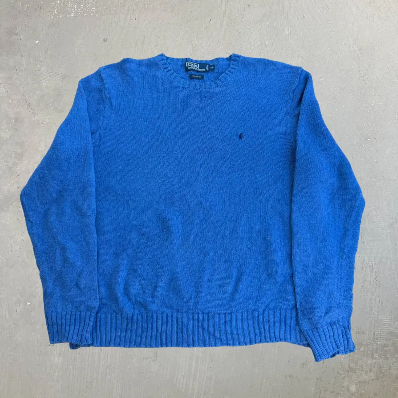 J- Vintage Polo RL Embroidered Logo Blue Knit Sweater - XL made by HG Vintage