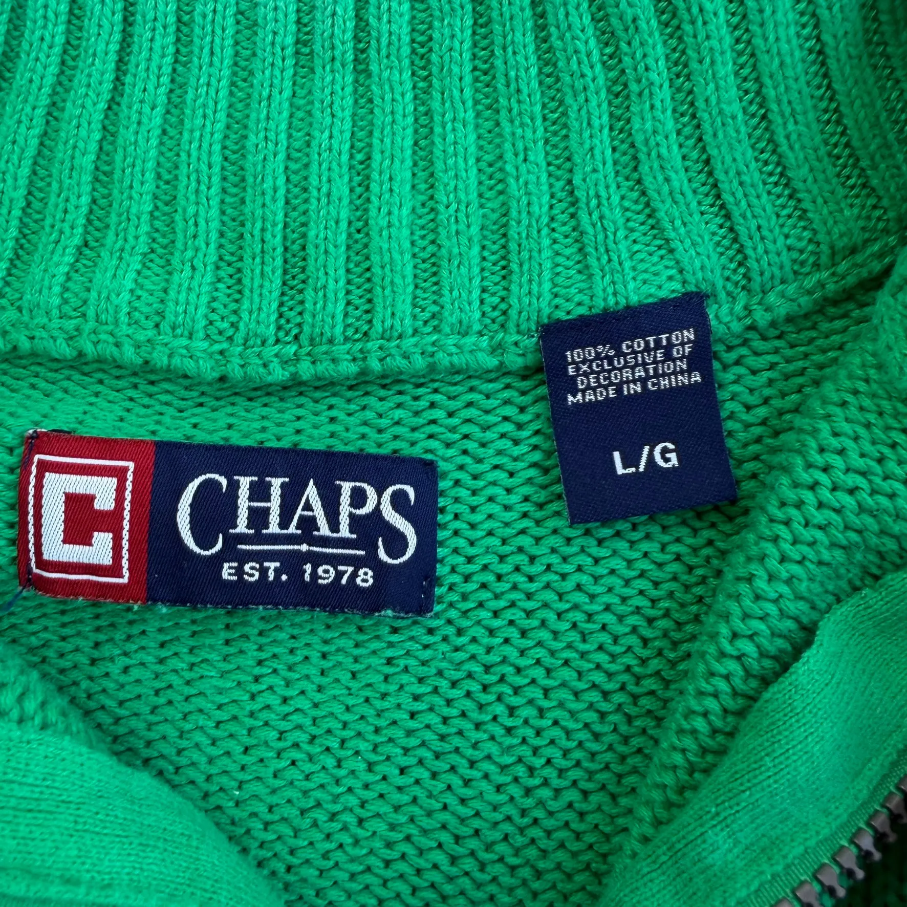J- Vintage Chaps RL Embroidered Logo Quarter Zip Knit Sweater - L sold by HG Vintage product image thumbnail 4