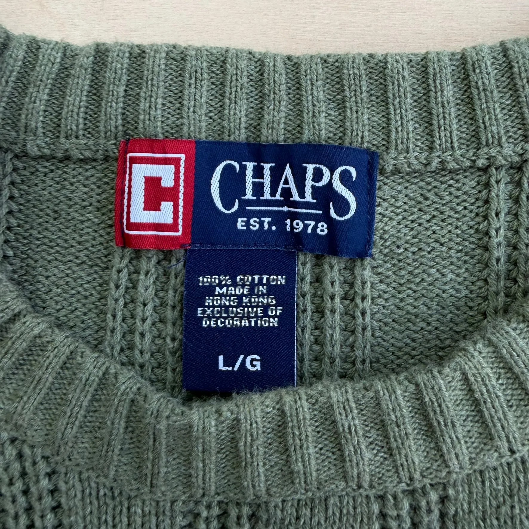 J- Vintage Chaps RL Embroidered Logo Sage Green Knit Sweater - L sold by HG Vintage product image thumbnail 4