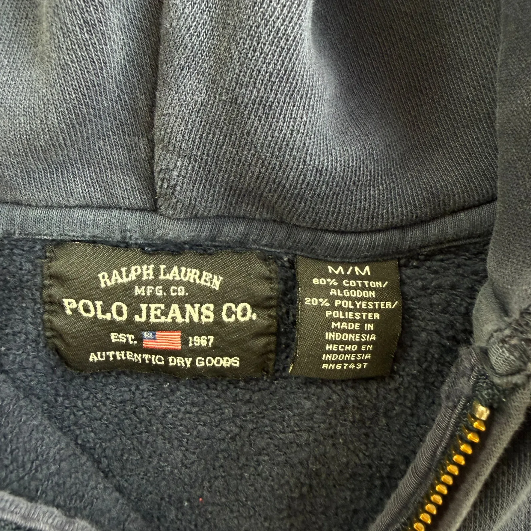 J- Vintage Polo Jeans RL Embroidered Logo Zip Up Hoodie - M sold by HG Vintage product image thumbnail 5