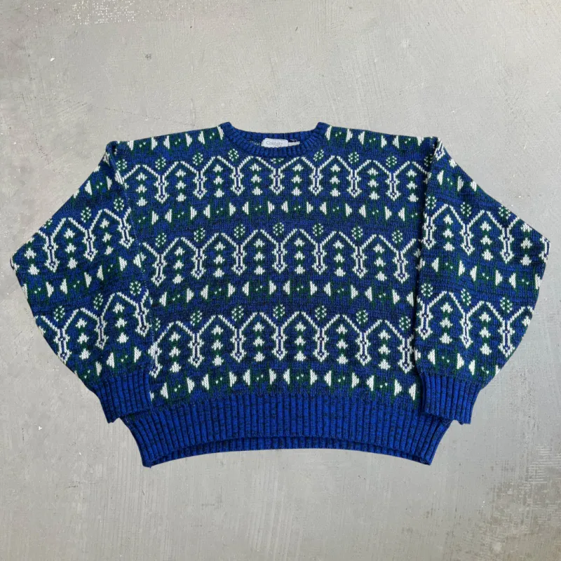J- Vintage Celebrity Club Patterned Knit Sweater - XL made by HG Vintage