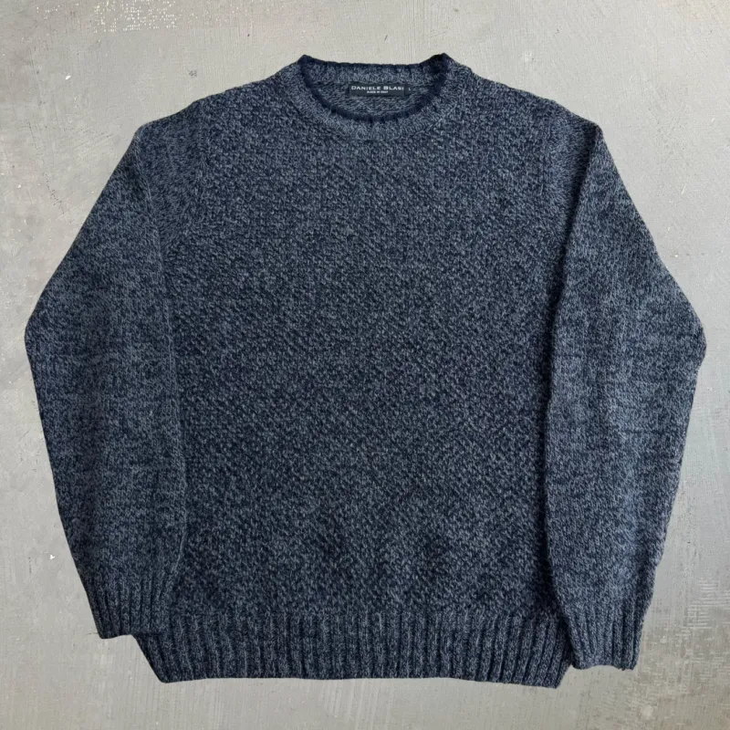 J- Vintage Daniele Blasi Made In Italy Grey & Navy Knit Sweater - L made by HG Vintage