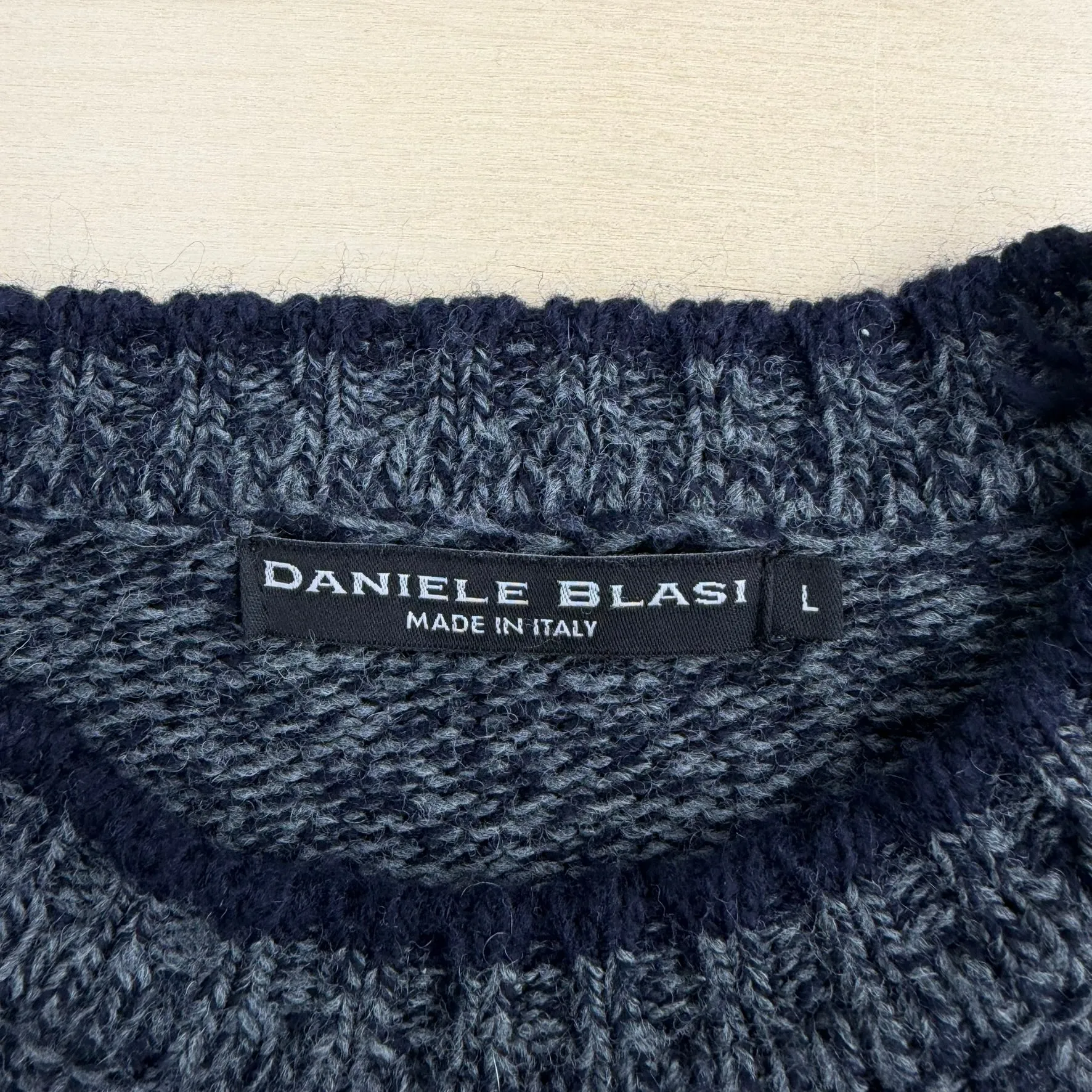 J- Vintage Daniele Blasi Made In Italy Grey & Navy Knit Sweater - L sold by HG Vintage product image thumbnail 3