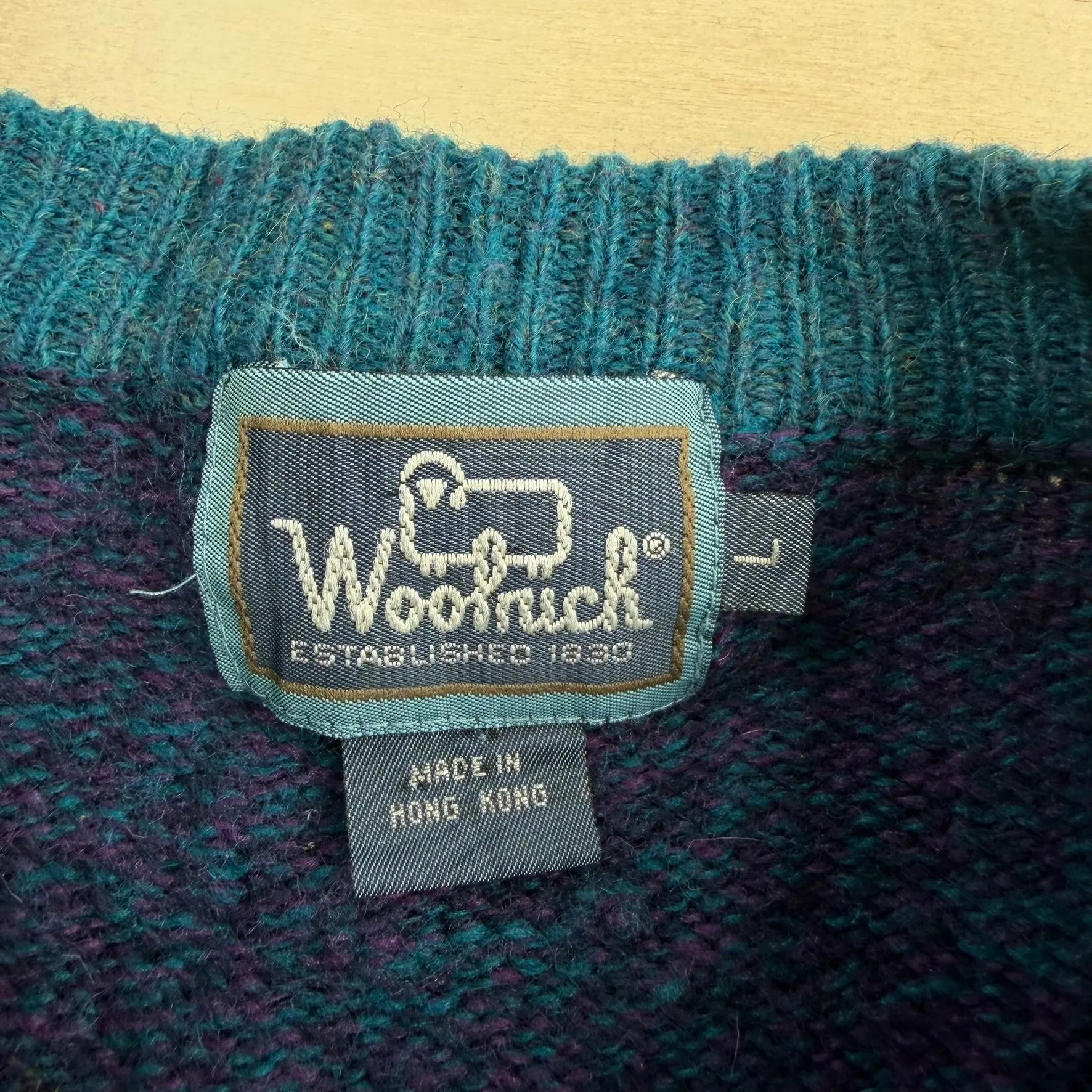 J- Vintage Woolrich Purple & Teal Knit Sweater - L sold by HG Vintage product image thumbnail 4