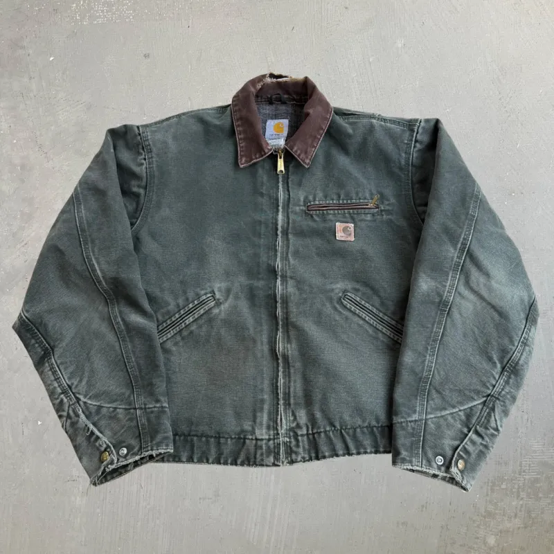 J- Vintage Carhartt Moss Green Blanket Lined Detroit Jacket - L made by Carhartt