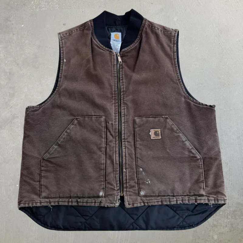 J- Vintage Carhartt Made In USA Chocolate Brown Work Vest - XL made by Carhartt