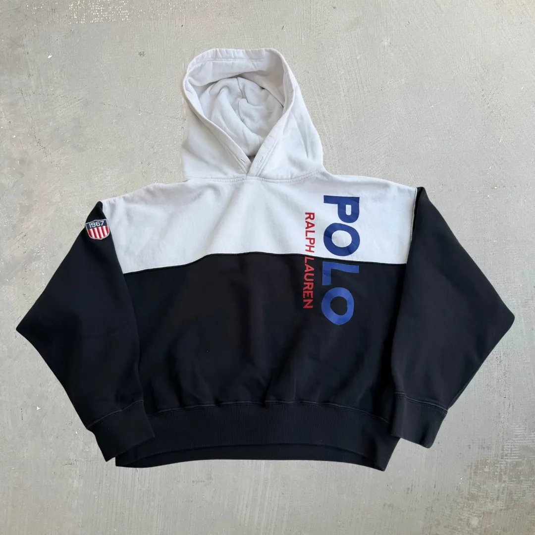 J- Vintage Polo RL Text Logo & Embroidered Patch Hoodie - L sold by HG Vintage