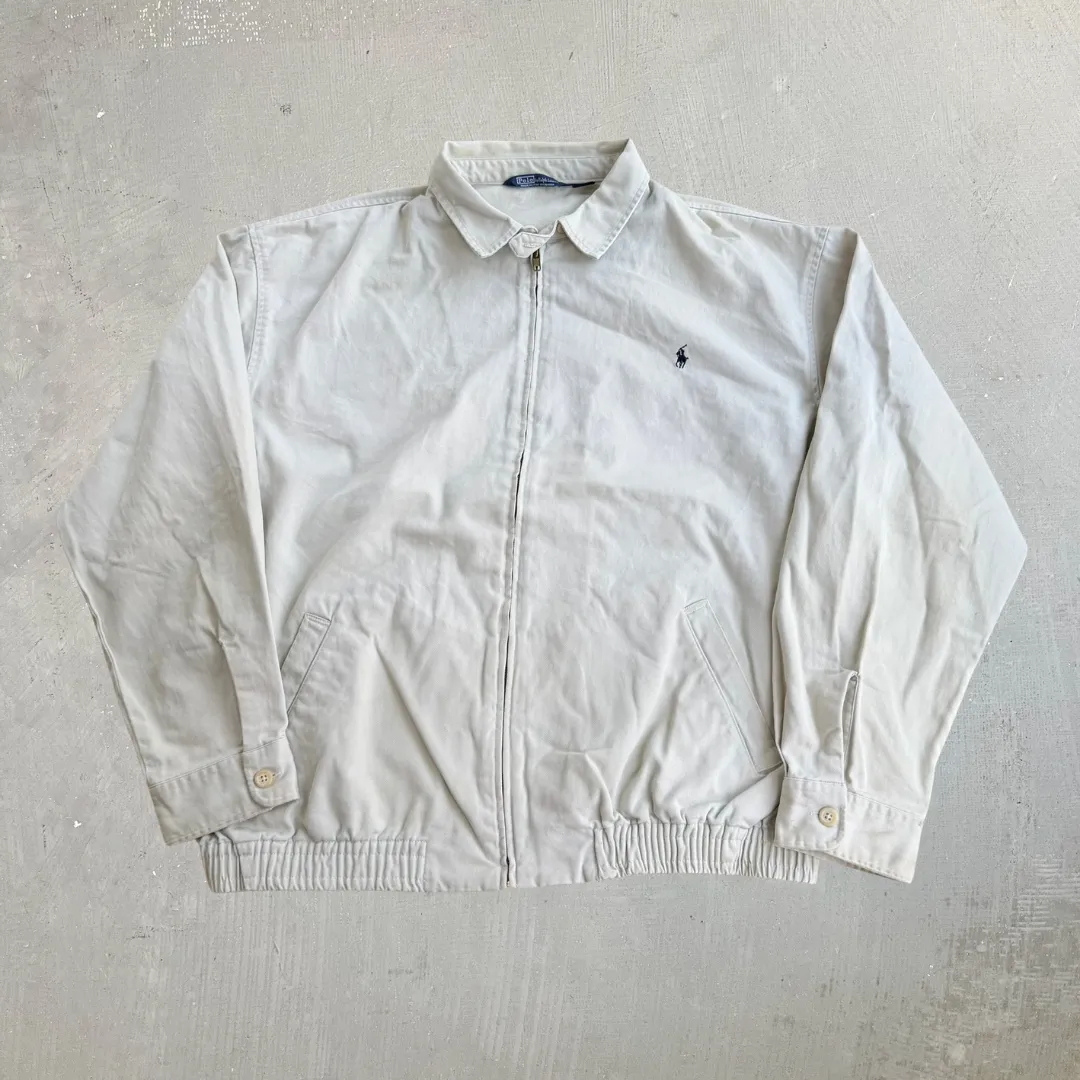 J- Vintage Polo RL Embroidered Logo Beige Harrington Jacket - XL sold by HG Vintage