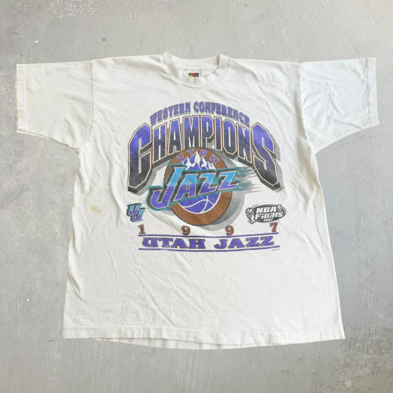 J- Vintage '97 Utah Jazz NBA Western Conference Finals Graphic Tee - XL made by HG Vintage