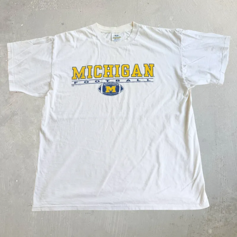 J- Vintage University Of Michigan Football Graphic Single Stitch Tee - XL made by HG Vintage