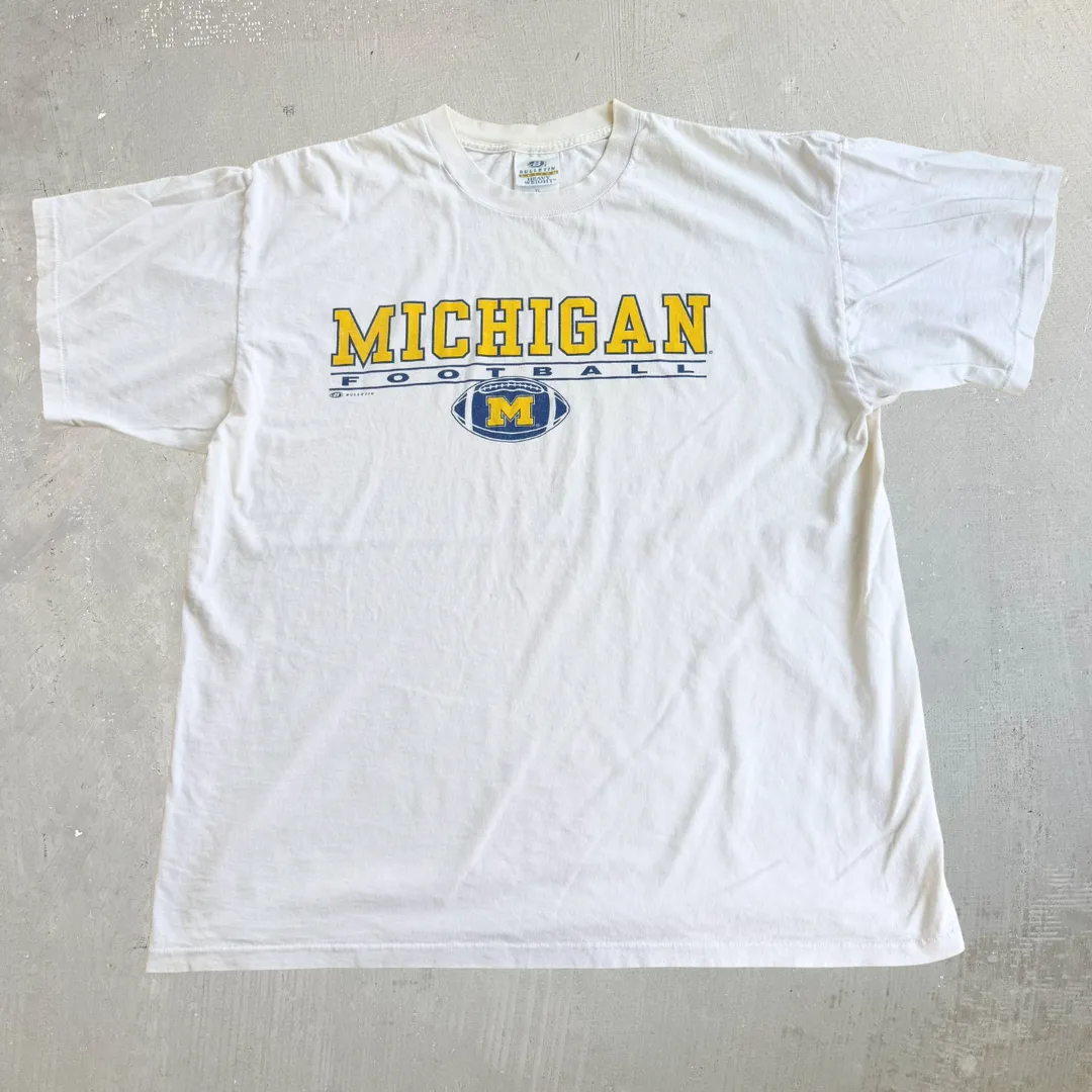 J- Vintage University Of Michigan Football Graphic Single Stitch Tee - XL sold by HG Vintage