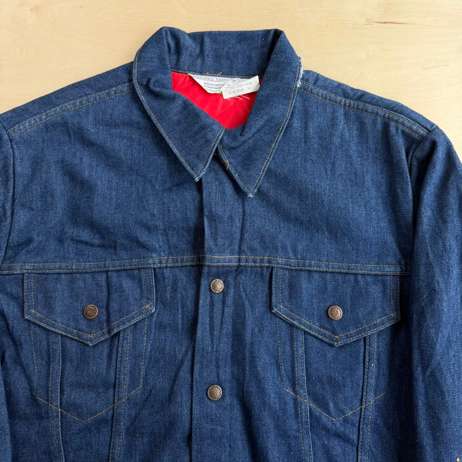J- Vintage J.C Penny Quilt Lined Dark Blue Wash Trucker Denim Jacket - 41 (fits L) sold by HG Vintage product image thumbnail 2