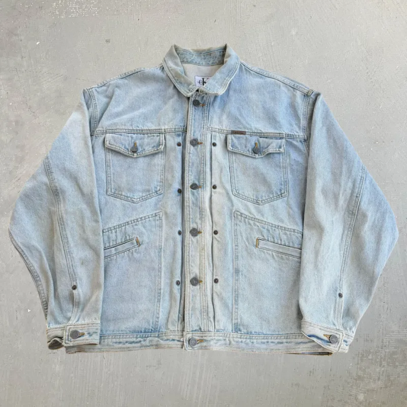 J- Vintage 90s Calvin Klein Jeans Light Wash Oversized Denim Jacket - XL made by HG Vintage
