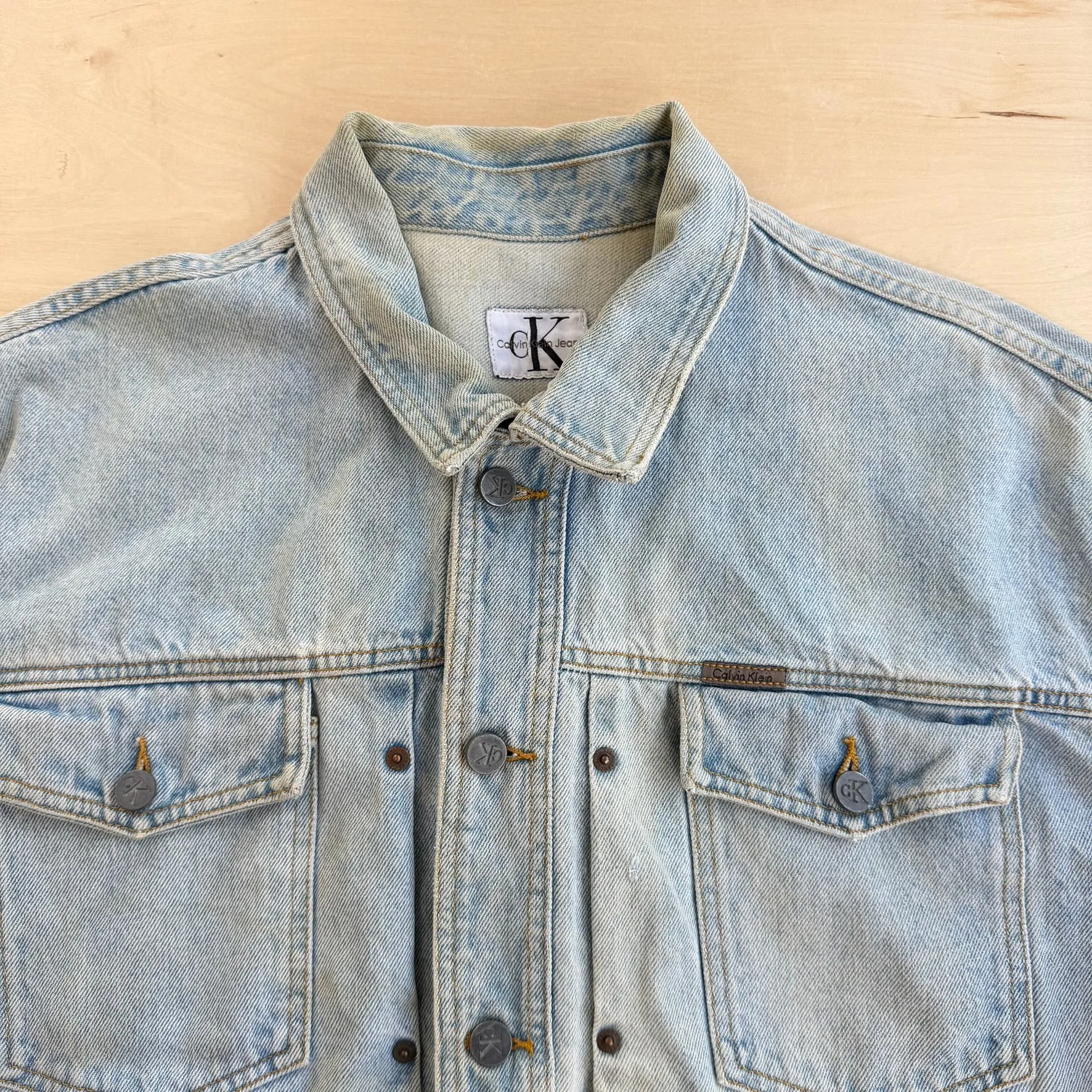 J- Vintage 90s Calvin Klein Jeans Light Wash Oversized Denim Jacket - XL sold by HG Vintage product image thumbnail 2