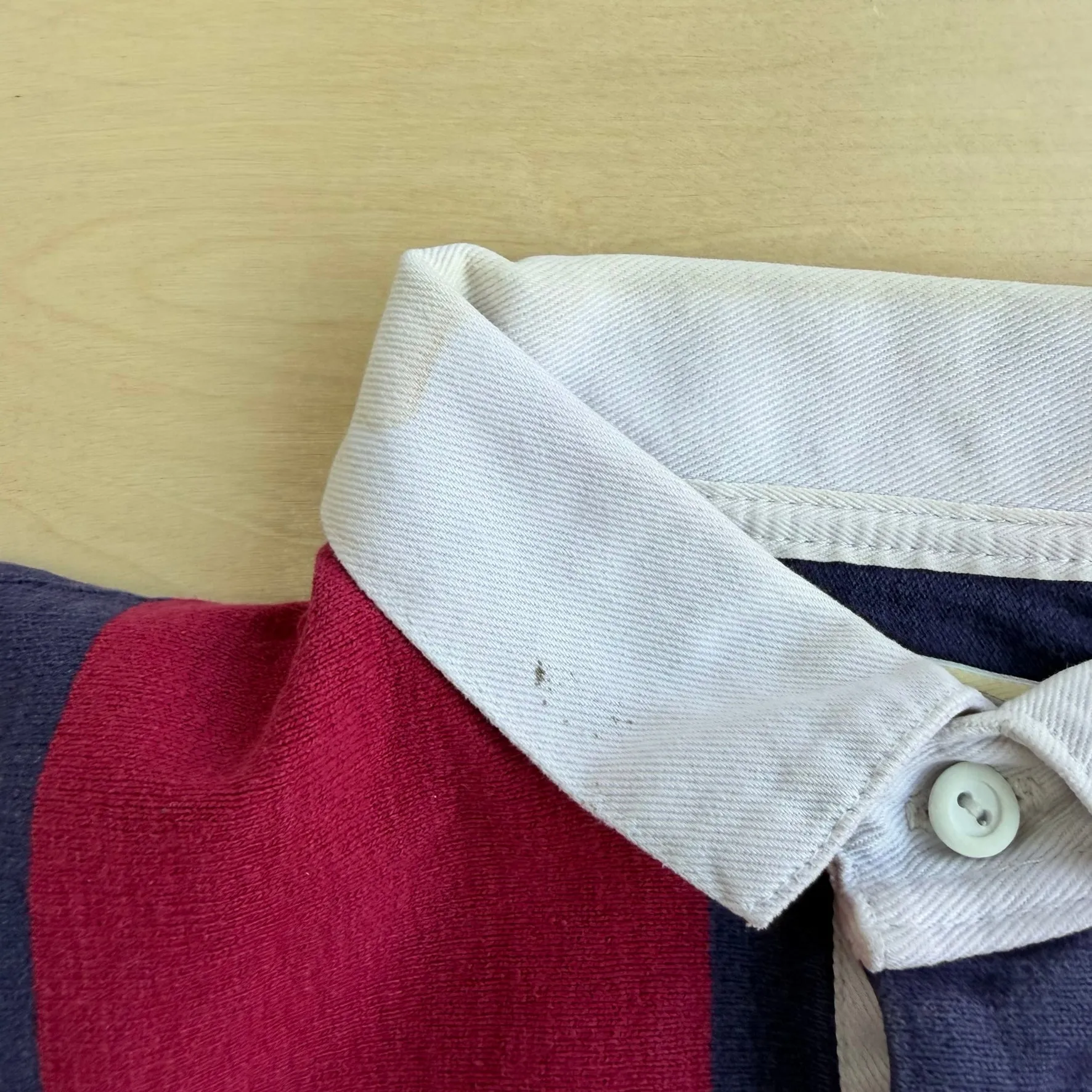 J- Vintage Coors Extra Gold Draft Maroon/Navy Striped Rugby Shirt - XL sold by HG Vintage product image thumbnail 5